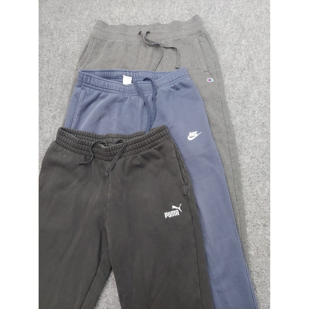 Lot 3 NIKE PUMA CHAMPION Sweat Pants Mens Large Fleece Workout Gym Logo